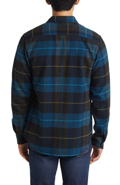 Schott Two-pocket Flannel Long Sleeve Button-up Shirt In Blue/green