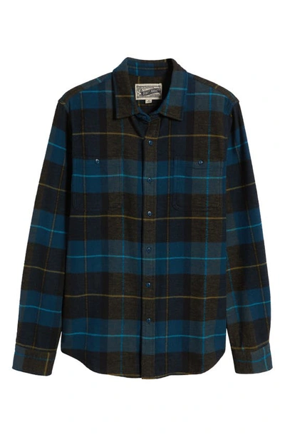 Schott Two-pocket Flannel Long Sleeve Button-up Shirt In Blue/green