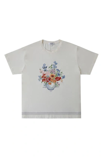 Shop Profound Bouquet Flower Embroidered Oversize T-shirt In White