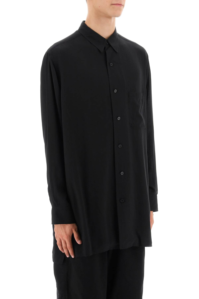 Shop Yohji Yamamoto Longline Cellulose Shirt In Black (black)