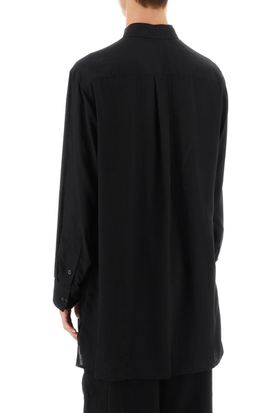 Shop Yohji Yamamoto Longline Cellulose Shirt In Black (black)