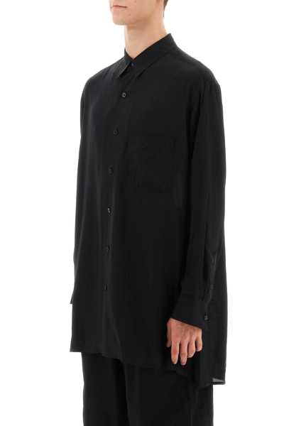 Shop Yohji Yamamoto Longline Cellulose Shirt In Black (black)