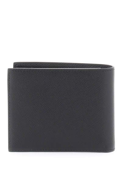 Shop Jimmy Choo Leather Bifold Wallet In Black Gunmetal (black)