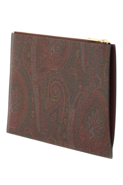 Shop Etro Paisley Pouch With Embroidery In Red (red)