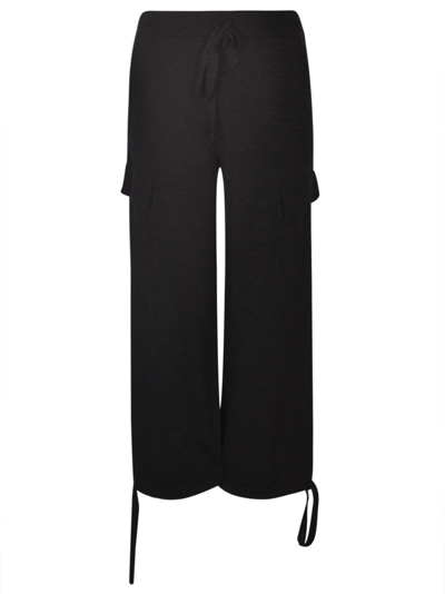 Shop P.a.r.o.s.h Drawstring Waist Wide Leg Cargo Trousers In Anthracite