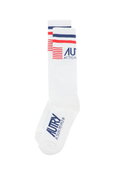 Shop Autry Icon Socks In White Blue (white)