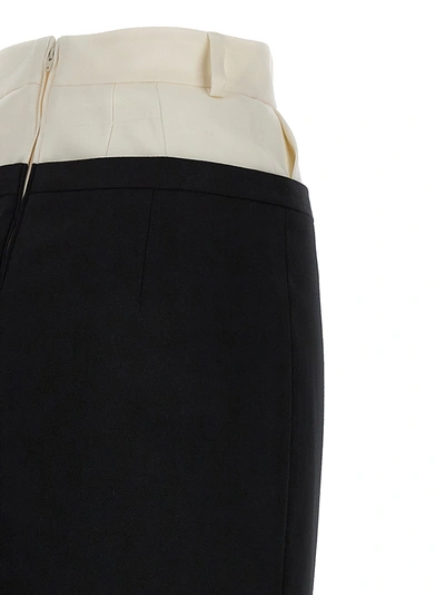 Shop Mm6 Maison Margiela Double Layer Midi Skirt Skirts White/black