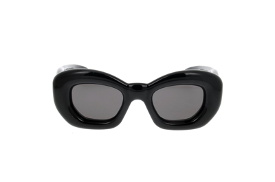 Shop Loewe Butterfly Frame Sunglasses In Black