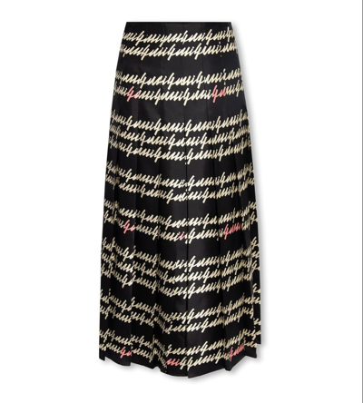 Shop Gucci Pleated Skirt In Black