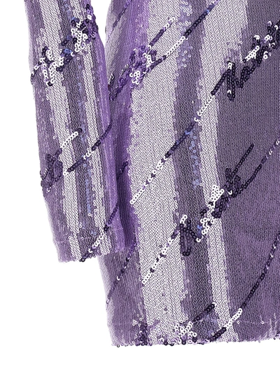 Rotate Birger Christensen Sequin Mini Dress Long Sleeves In Purple