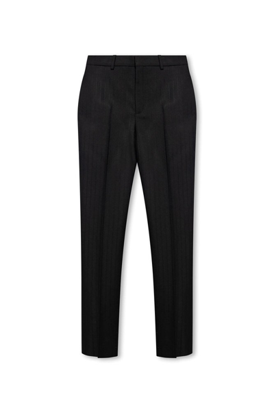 Shop Saint Laurent Straight Leg Pinstripe Trousers In Black