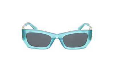 Shop Miu Miu Eyewear Rectangular Frame Sunglasses In Blue