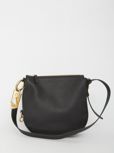 Shop Burberry Small Knight Zipped Shoulder Bag In Black