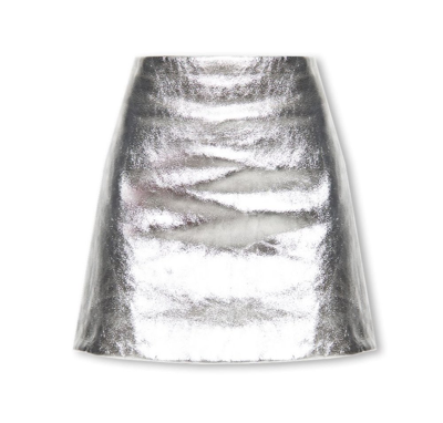 Shop Gucci Leather Skirt In Silver