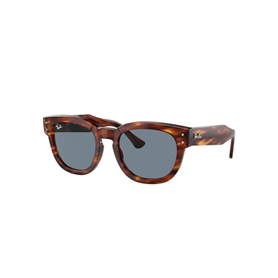 Shop Ray Ban Mega Hawkeye Sunglasses Striped Havana Frame Blue Lenses 53-21 In Havana Gestreift