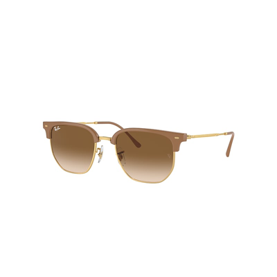 Shop Ray Ban New Clubmaster Sunglasses Gold Frame Brown Lenses 55-20