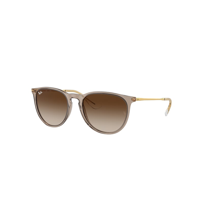 Shop Ray Ban Erika Classic Sunglasses Gold Frame Brown Lenses 54-18