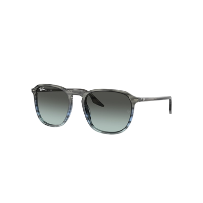 Shop Ray Ban Rb2203 Sunglasses Striped Grey Frame Blue Lenses 55-20