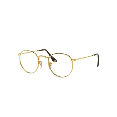 Ray Ban Round Metal Optics Eyeglasses Gold Frame Demo Lens Lenses 53-21 In Gold