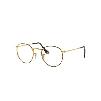 Shop Ray Ban Round Metal Optics Eyeglasses Gold Frame Clear Lenses 53-21