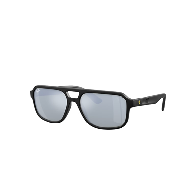 Shop Ray Ban Sunglasses Unisex Rb4414m Scuderia Ferrari Collection - Black Frame Silver Lenses 58-17 In Schwarz