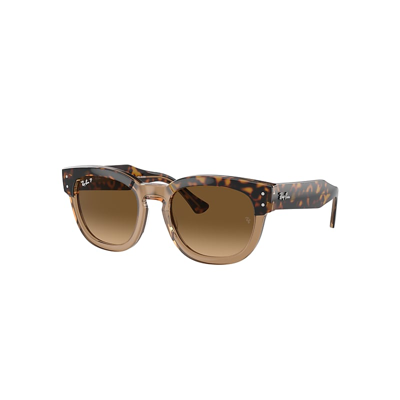 Shop Ray Ban Mega Hawkeye Sunglasses Havana On Transparent Brown Frame Brown Lenses Polarized 53-21