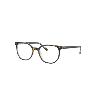 Ray Ban Elliot Optics Eyeglasses Havana On Transparent Green Frame Demo Lens Lenses Polarized 52-19 In Havana On Transparent Green