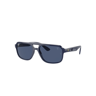 Shop Ray Ban Sunglasses Unisex Rb4414m Scuderia Ferrari Collection - Blue Frame Blue Lenses 58-17 In Blau