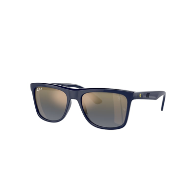 Shop Ray Ban Sunglasses Unisex Rb4413m Scuderia Ferrari Collection - Blue Frame Blue Lenses Polarized 57-19 In Blau