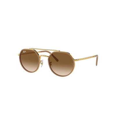 Shop Ray Ban Rb3765 Sunglasses Gold Frame Brown Lenses 53-22