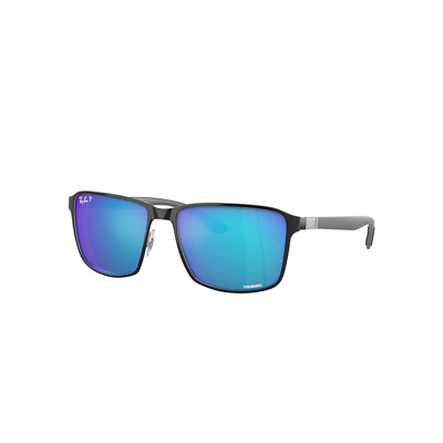 Ray Ban Rb3721ch Chromance Sunglasses Silver Frame Blue Lenses Polarized 59-17 In Silver