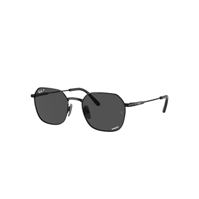 Shop Ray Ban Jim Titanium Sunglasses Black Frame Grey Lenses Polarized 53-20
