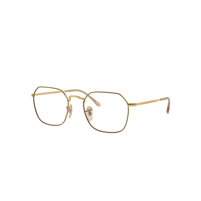 Shop Ray Ban Eyeglasses Unisex Jim Optics - Gold Frame Clear Lenses Polarized 51-20