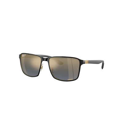 Shop Ray Ban Rb3721ch Chromance Sunglasses Gold Frame Blue Lenses Polarized 59-17