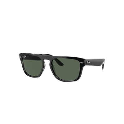 Shop Ray Ban Rb4407 Sunglasses Black Transparent Frame Green Lenses 57-19 In Schwarz Transparent