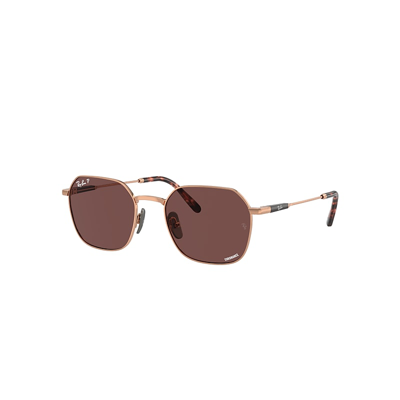 Shop Ray Ban Jim Titanium Sunglasses Light Brown Frame Violet Lenses Polarized 53-20