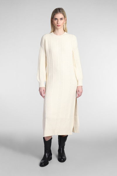Shop Golden Goose Dress In Beige Wool In Lambs Wool/ Sassfrass