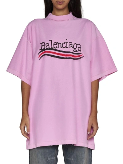Shop Balenciaga T-shirts And Polos In Pink/black/red