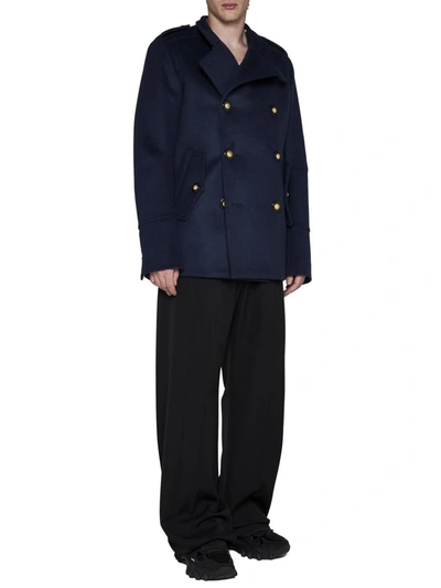 Shop Balmain Coats In Marine