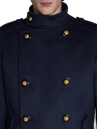 Shop Balmain Coats In Marine