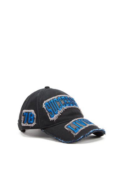 Shop Diesel Baseball Cap With Embroidered Patches In Black