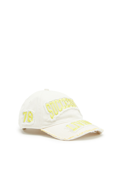 Shop Diesel Baseball Cap With Embroidered Patches In White