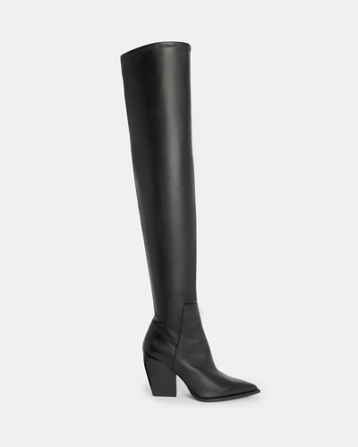 Shop Allsaints Lara Stretchy Over The Knee Boots In Black