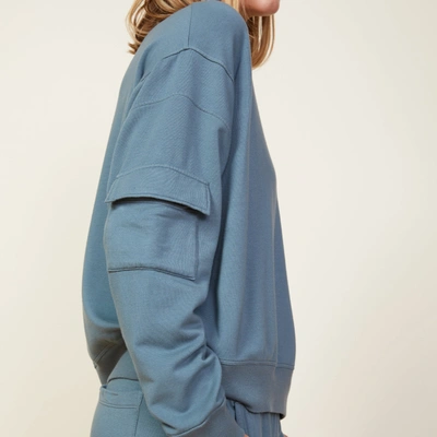 Monrow Patch Pocket Sweatshirt In Green Grey