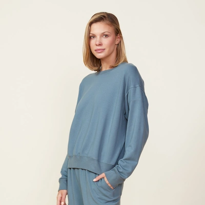 Monrow Patch Pocket Sweatshirt In Green Grey