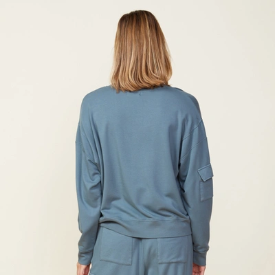 Monrow Patch Pocket Sweatshirt In Green Grey