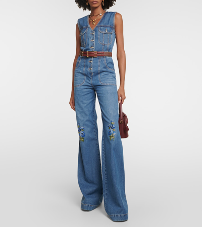 Etro Denim Jumpsuit In Blue
