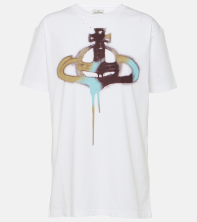 Shop Vivienne Westwood Orb Printed Cotton T-shirt In White