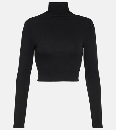 Shop Ag X Emrata Kathryn Turtleneck Cropped Top In Black