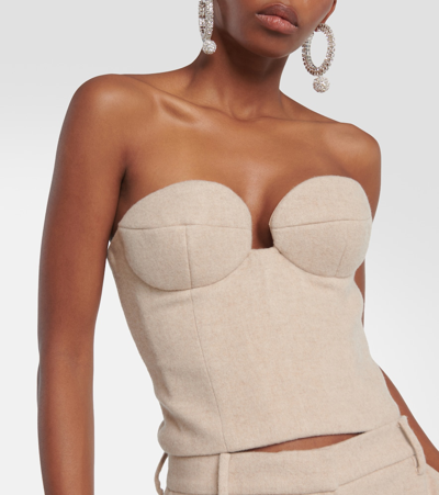 Magda Butrym Cashmere-blend Corset Top In Beige